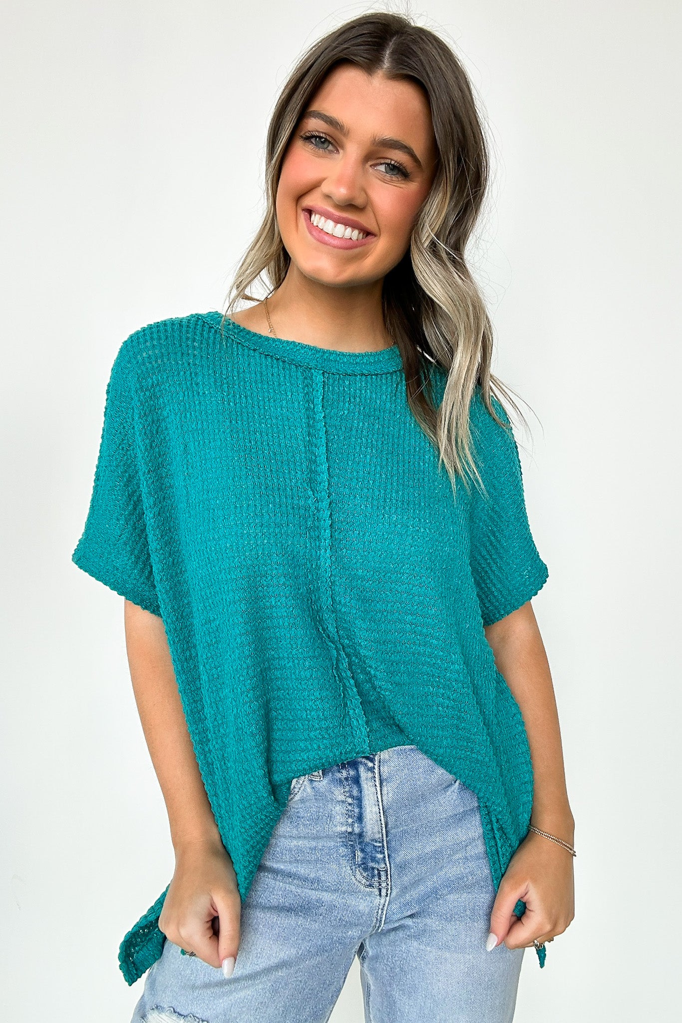  Viana Jacquard Open Knit Dolman Top - BACK IN STOCK - Madison and Mallory