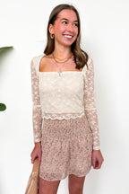 Victorian Whisper Scalloped Lace Long Sleeve Top - Madison and Mallory