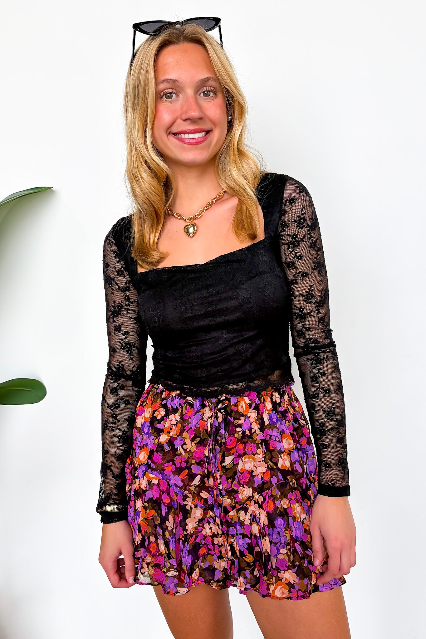 Black / S Victorian Whisper Scalloped Lace Long Sleeve Top - Madison and Mallory