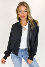 Black / S Vintage Drift Acid Washed Fleece Jacket - Madison and Mallory