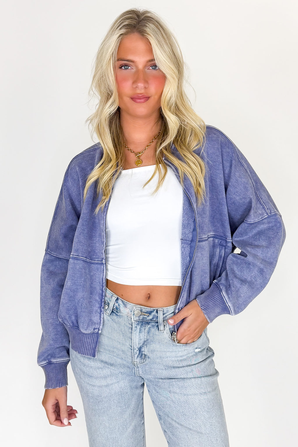 Marlin / S Vintage Drift Acid Washed Fleece Jacket - Madison and Mallory