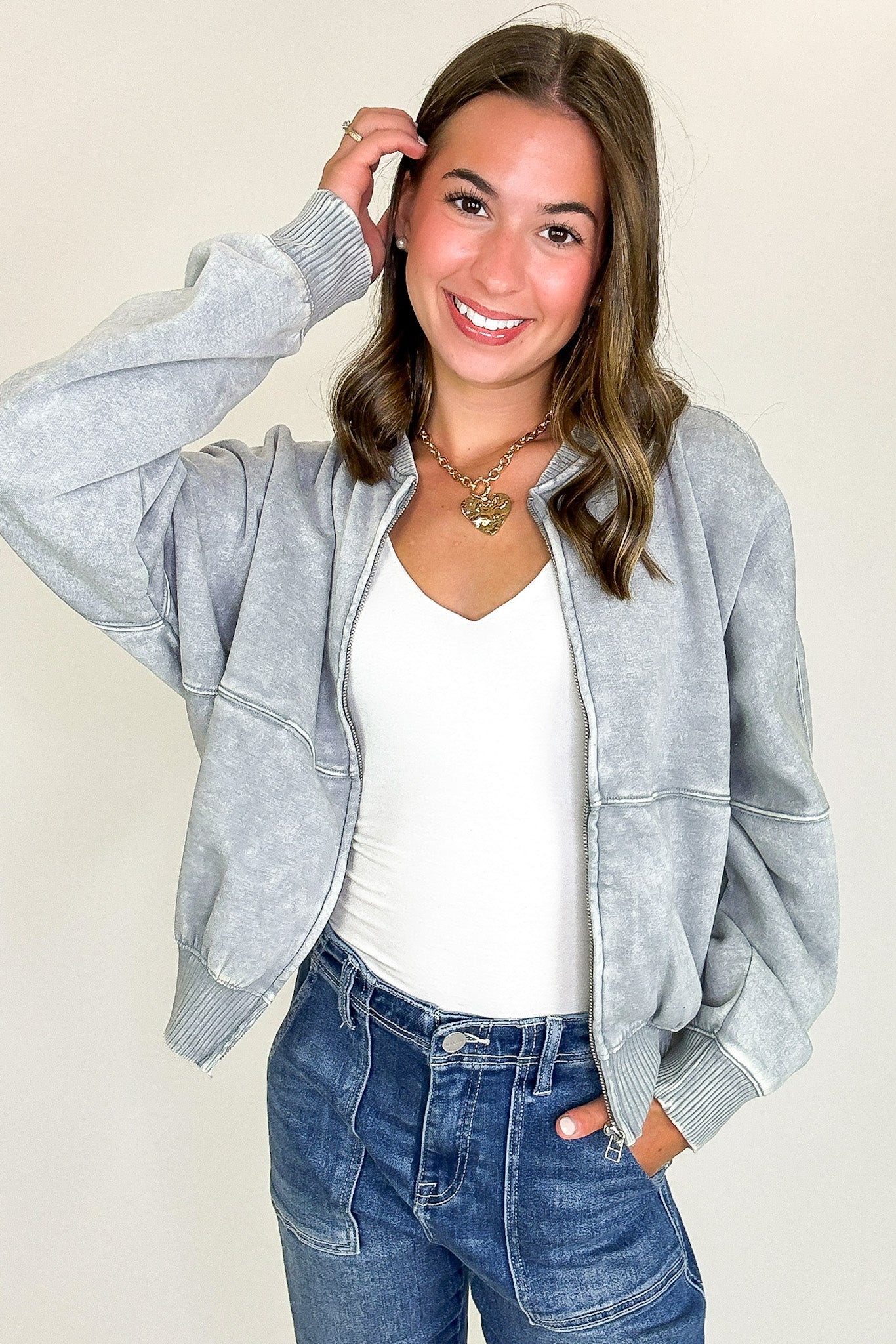 Vintage Drift Acid Washed Fleece Jacket - Madison and Mallory