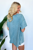 Vintage Edge Washed Drop Shoulder Top - Madison and Mallory
