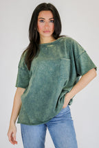 Vintage Edge Washed Drop Shoulder Top