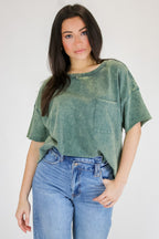 Vintage Edge Washed Drop Shoulder Top