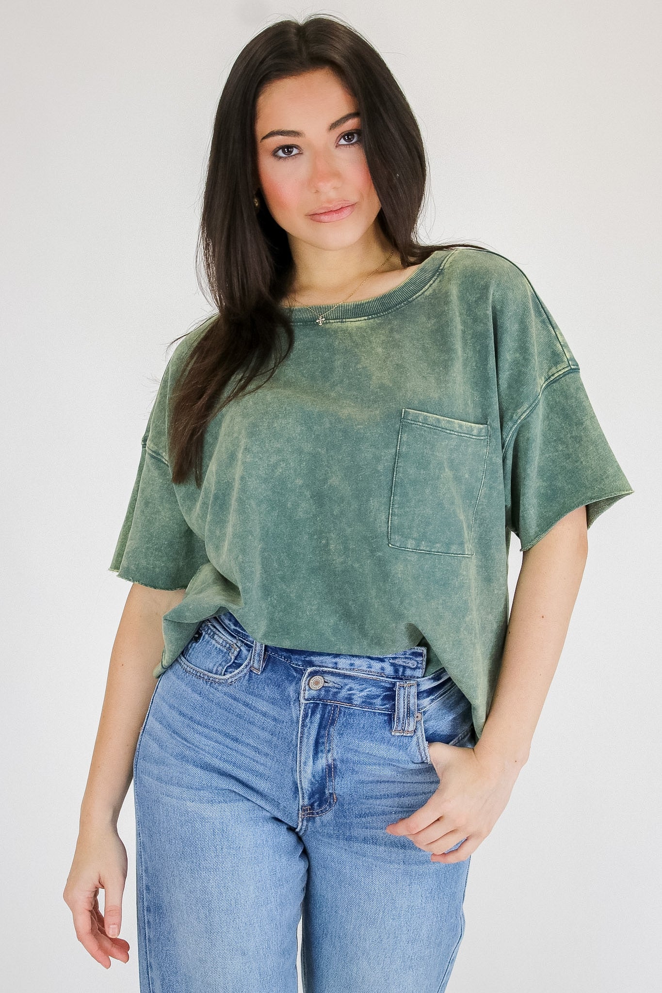 Vintage Edge Washed Drop Shoulder Top