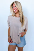 Vintage Edge Washed Drop Shoulder Top - Madison and Mallory