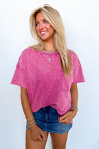 Vintage Edge Washed Drop Shoulder Top - Madison and Mallory