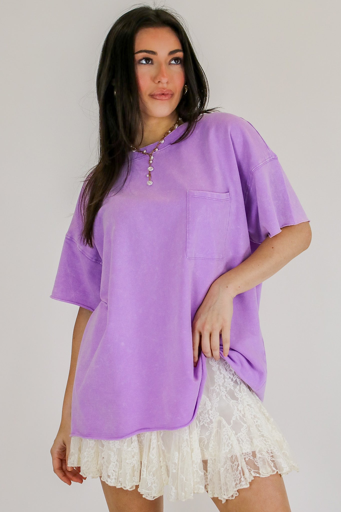 Vintage Edge Washed Drop Shoulder Top