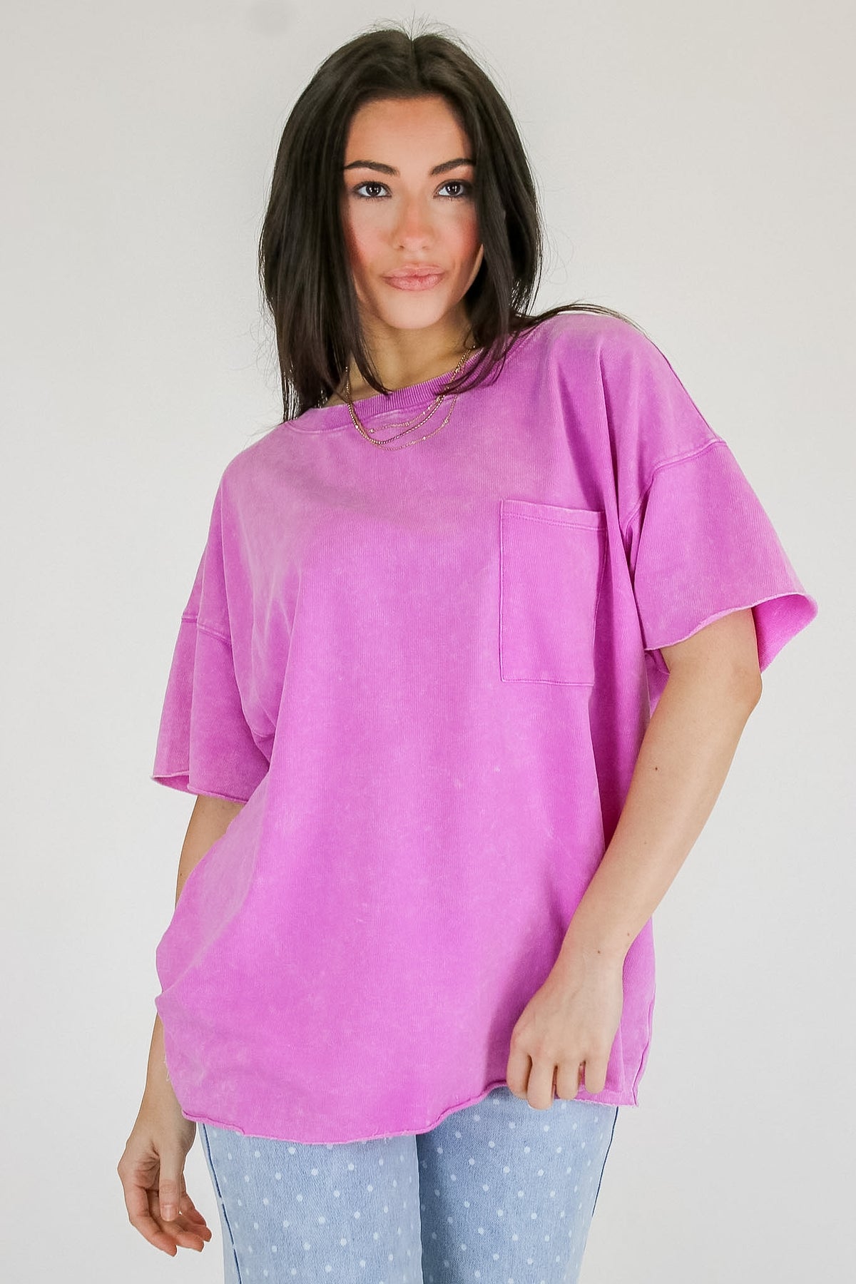 Vintage Edge Washed Drop Shoulder Top