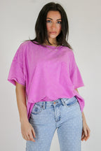 Vintage Edge Washed Drop Shoulder Top