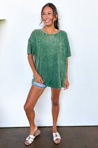 Vintage Edge Washed Drop Shoulder Top - Madison and Mallory