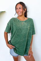 Vintage Edge Washed Drop Shoulder Top