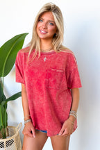 Vintage Edge Washed Drop Shoulder Top - Madison and Mallory