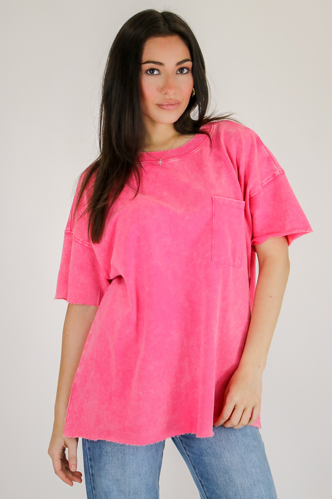 Vintage Edge Washed Drop Shoulder Top - Madison and Mallory