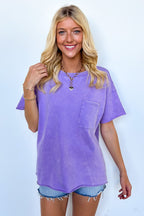 Lavender / SM Vintage Edge Washed Drop Shoulder Top - Madison and Mallory