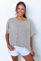 Vintage Edge Washed Drop Shoulder Top