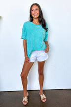 Vintage Edge Washed Drop Shoulder Top - Madison and Mallory