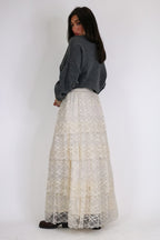 Vintage Veil Tiered Lace Maxi Skirt - Madison and Mallory