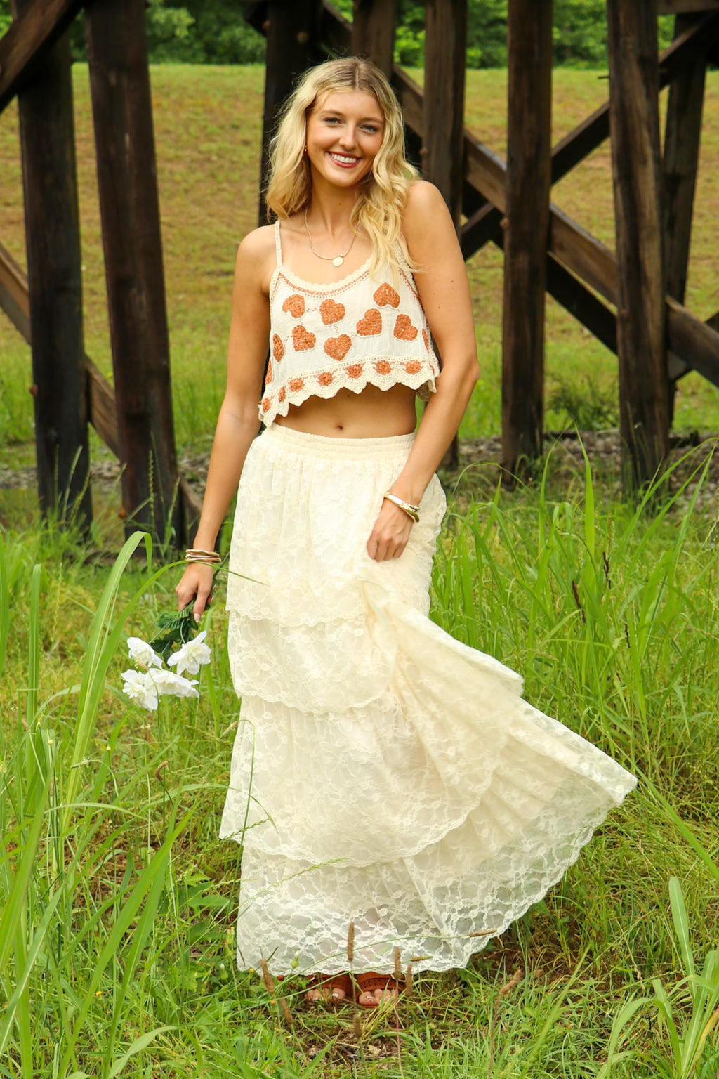 Vintage Veil Tiered Lace Maxi Skirt - Madison and Mallory