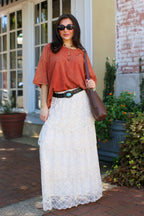 Vintage Veil Tiered Lace Maxi Skirt