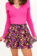 S / Eclipsed Lilac Violet Dreams Floral Flounce Skort - Madison and Mallory