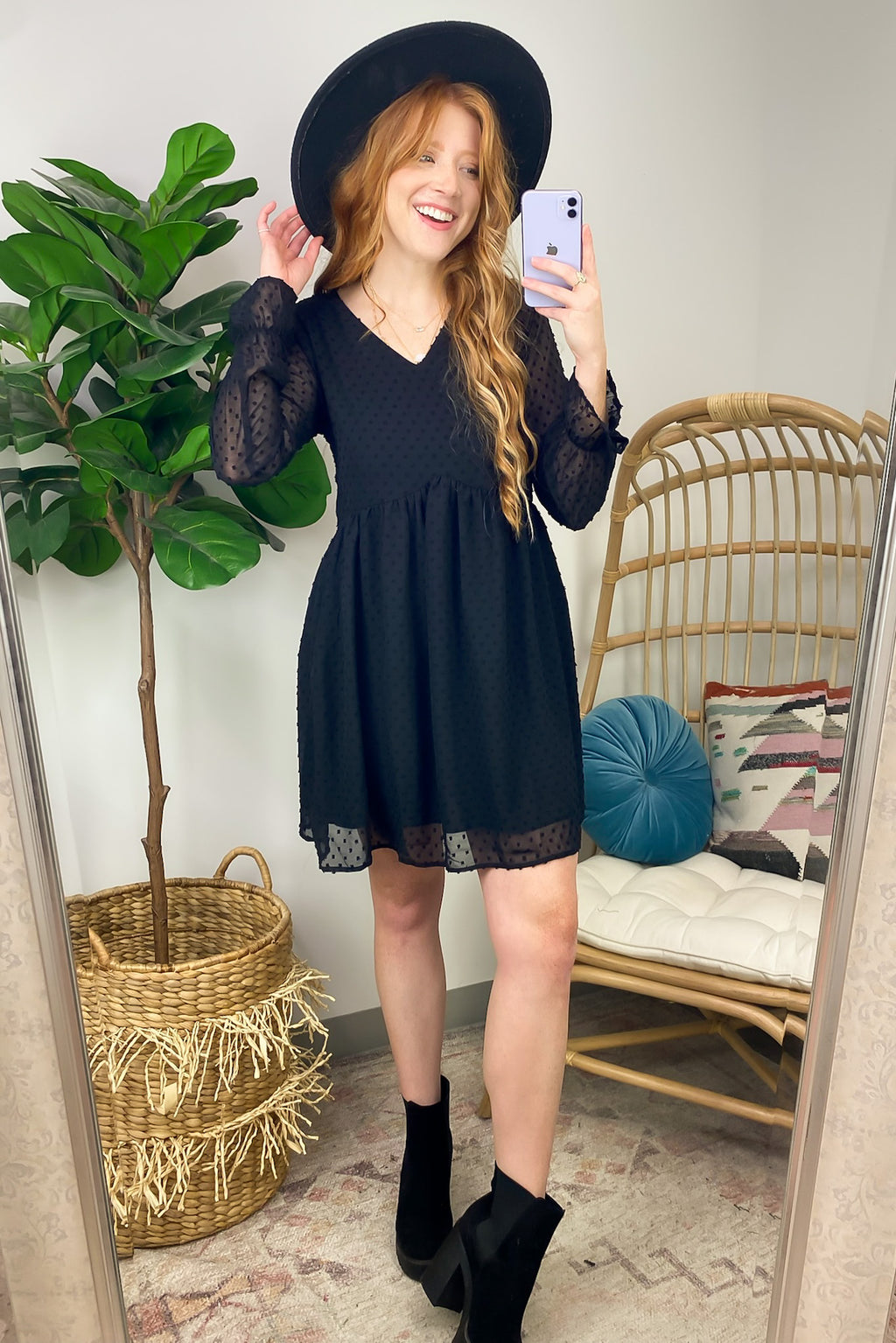  Vision of Charm Swiss Dot V-Neck Dress - FINAL SALE - Madison and Mallory