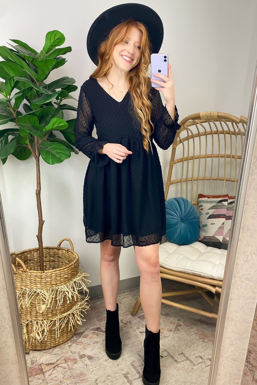  Vision of Charm Swiss Dot V-Neck Dress - FINAL SALE - Madison and Mallory