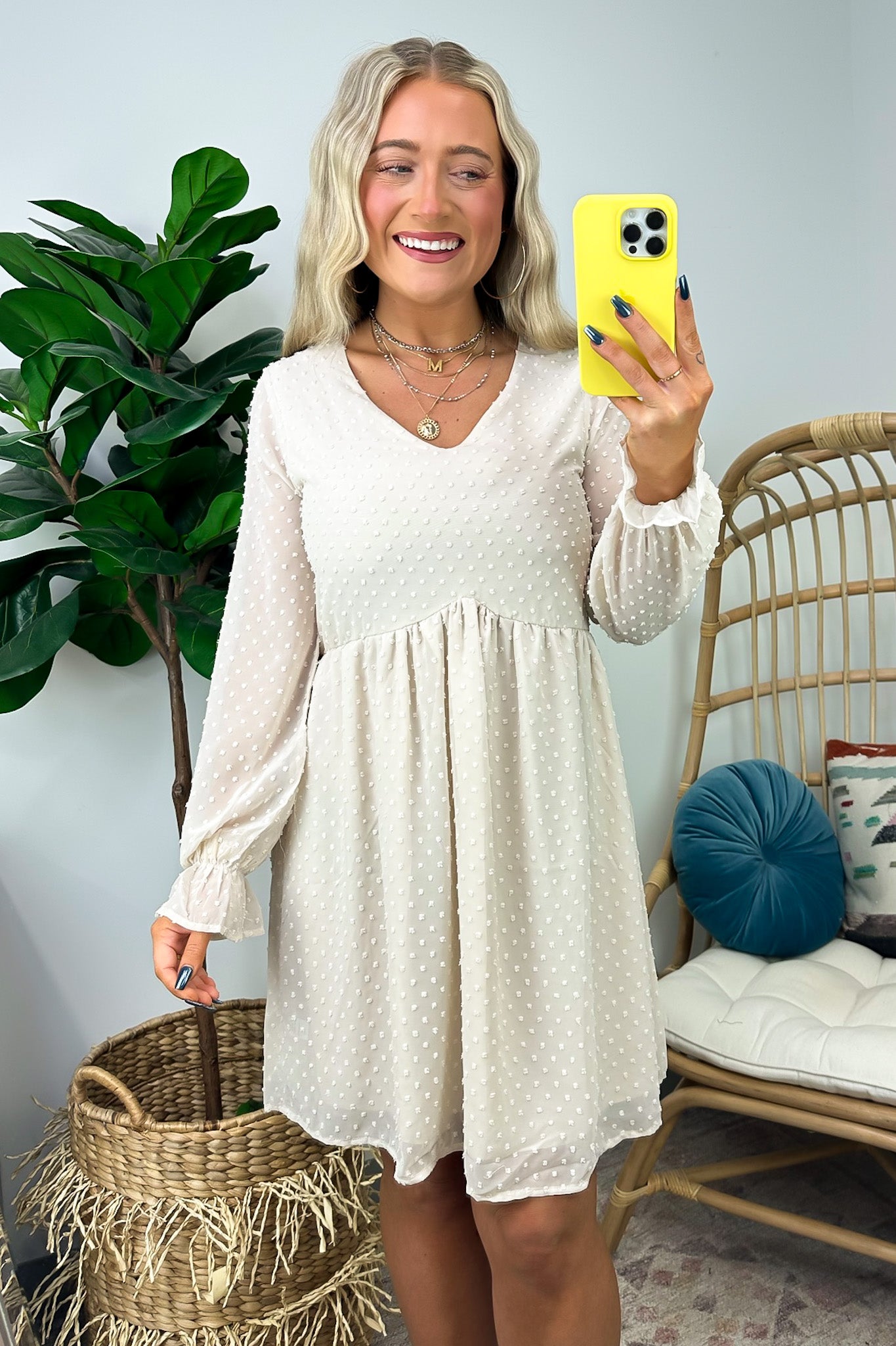  Vision of Charm Swiss Dot V-Neck Dress - FINAL SALE - Madison and Mallory