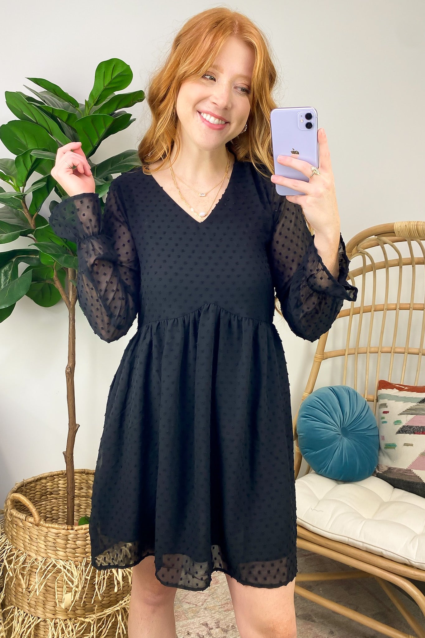  Vision of Charm Swiss Dot V-Neck Dress - FINAL SALE - Madison and Mallory