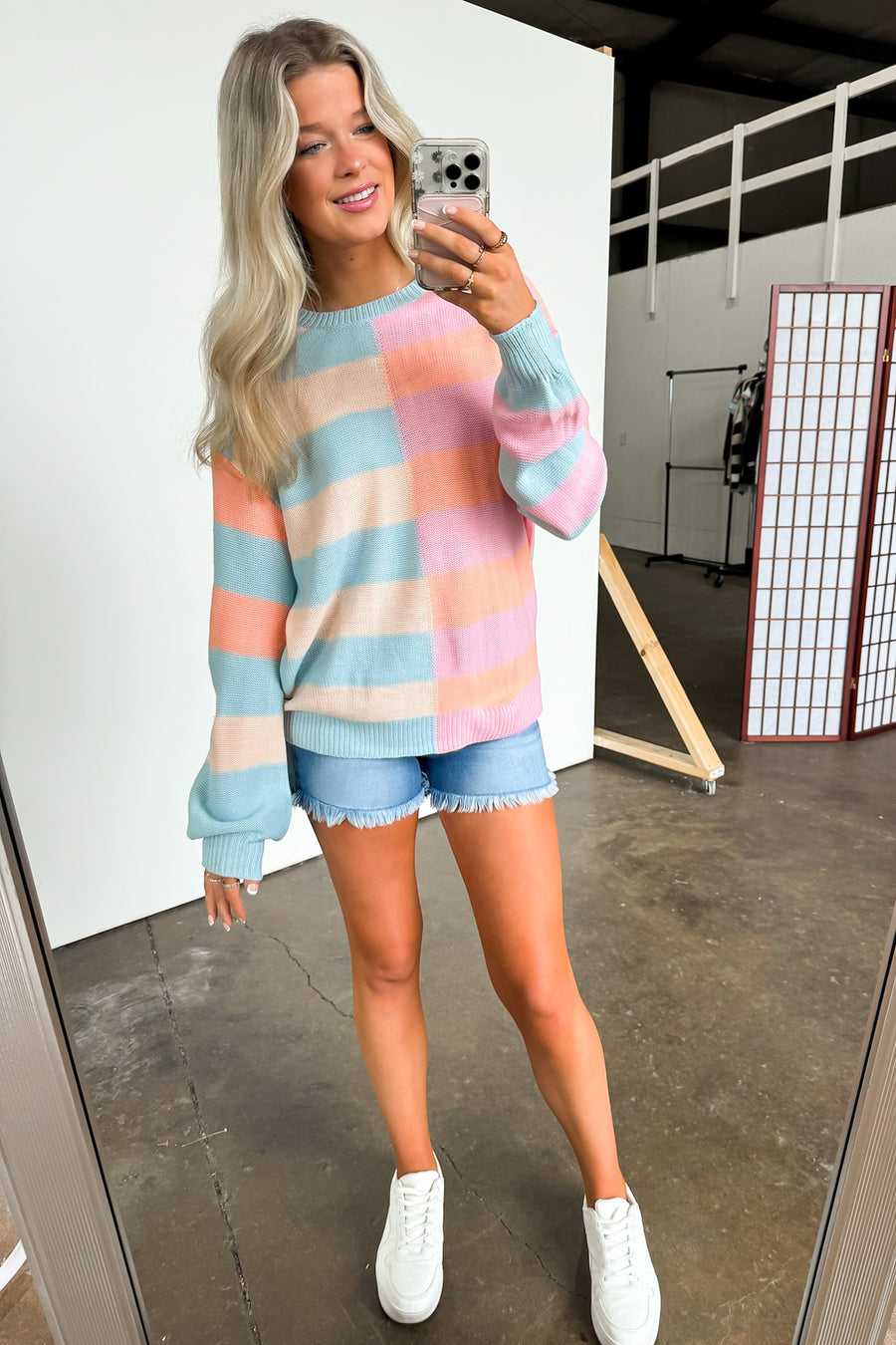 Vital Style Color Block Striped Sweater