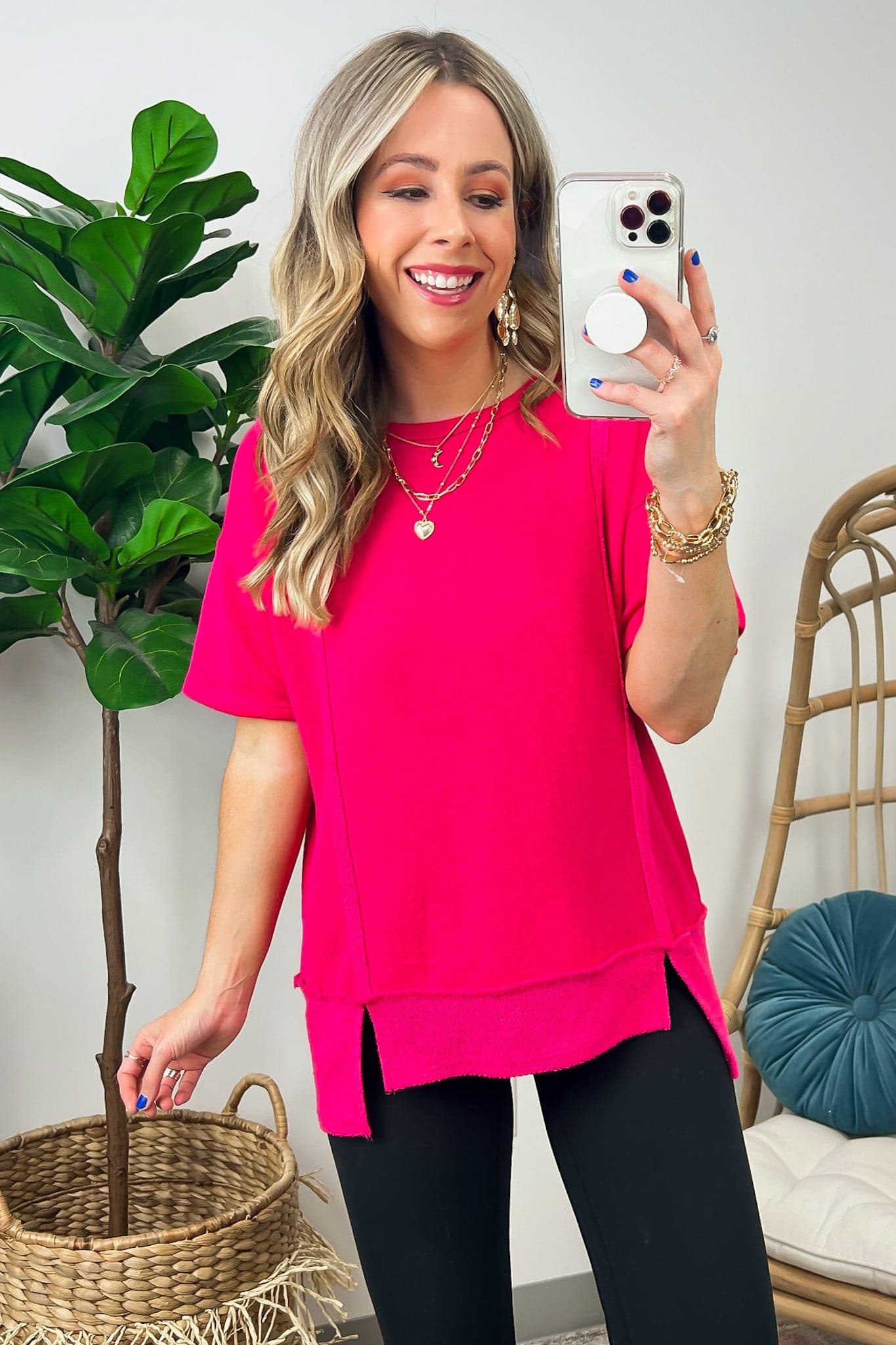  Vitoria Exposed Seam Relaxed Fit Top - FINAL SALE - Madison and Mallory