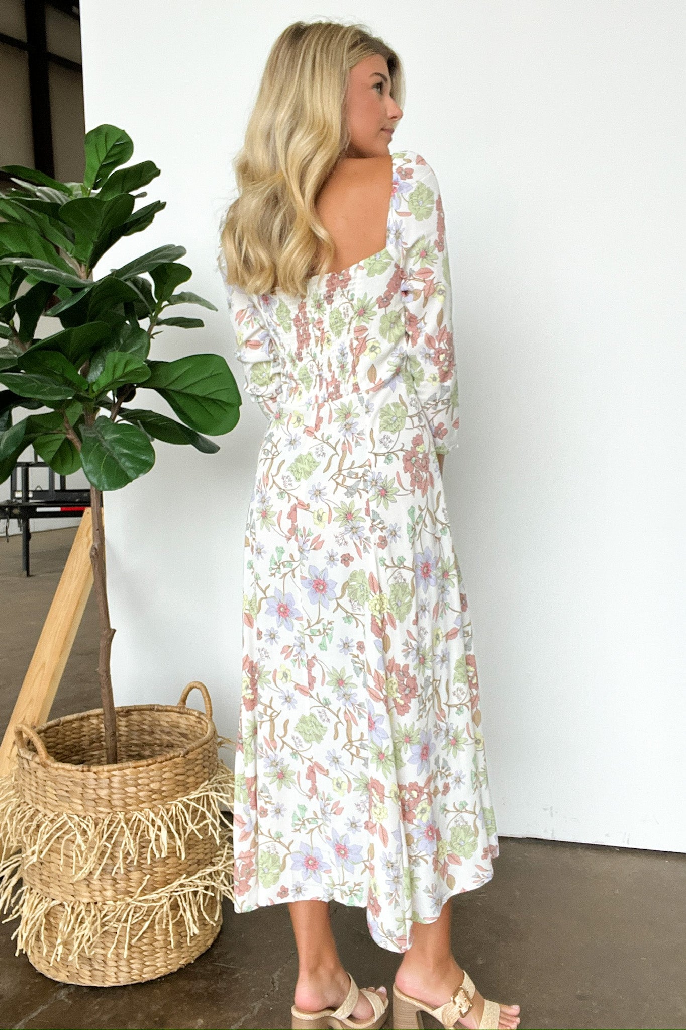  Vivacious Charm Slit Front Floral Dress - Madison and Mallory