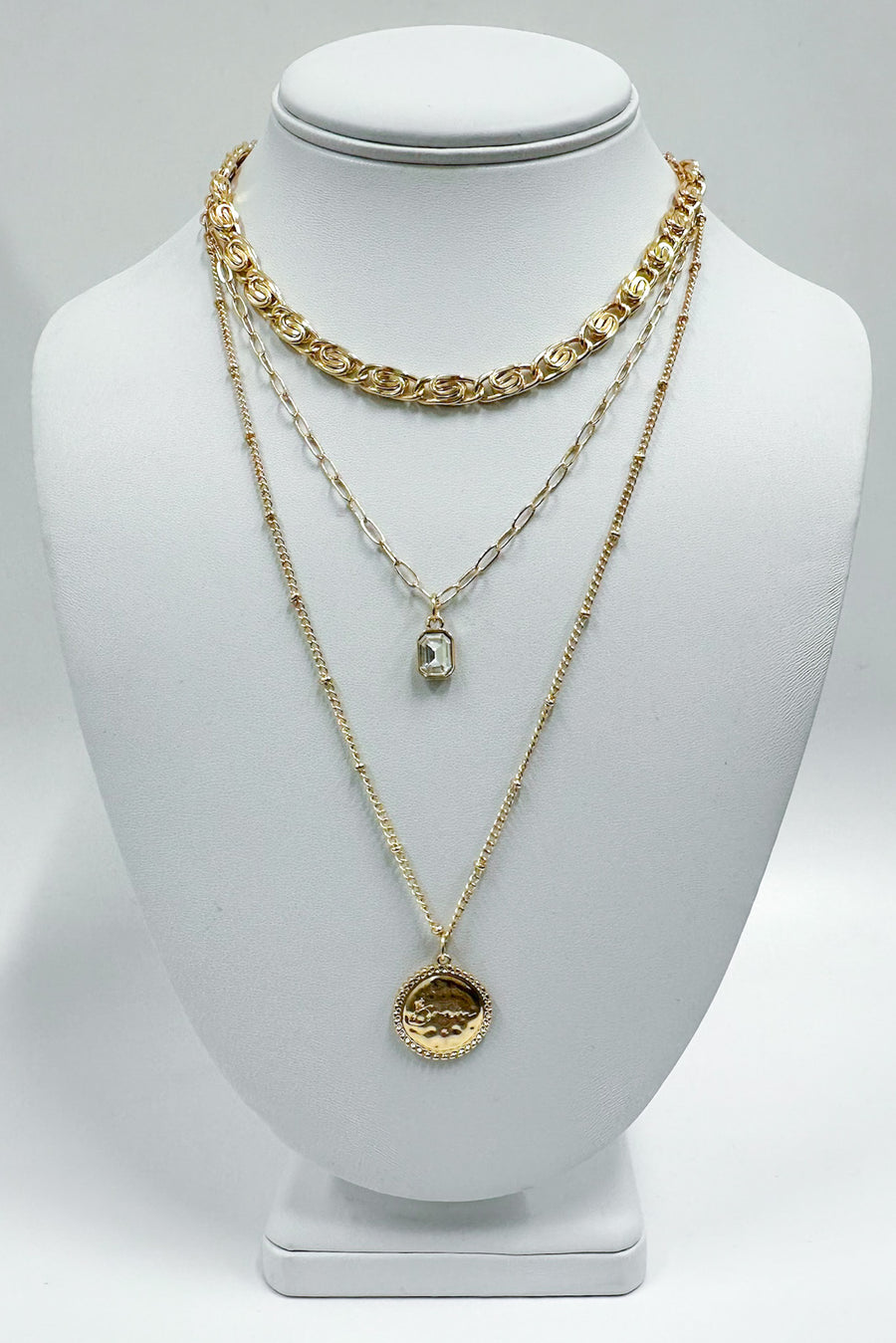 Gold Vivacious Persona Chain and Coin Layered Necklace - Madison and Mallory