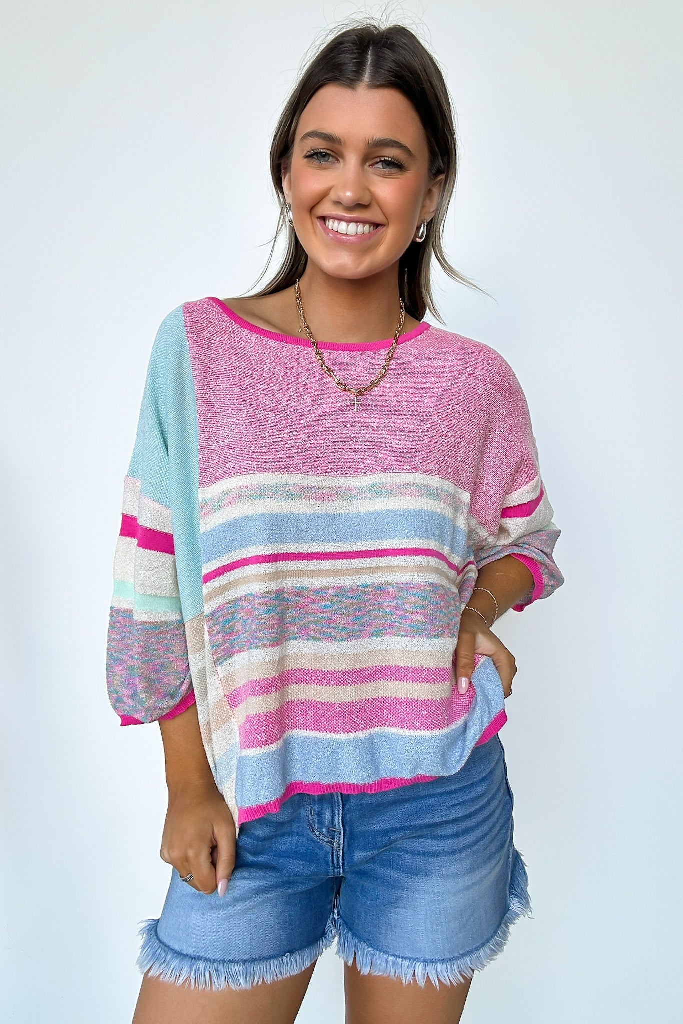  Vivendel Color Block Striped Knit Sweater - BACK IN STOCK - Madison and Mallory