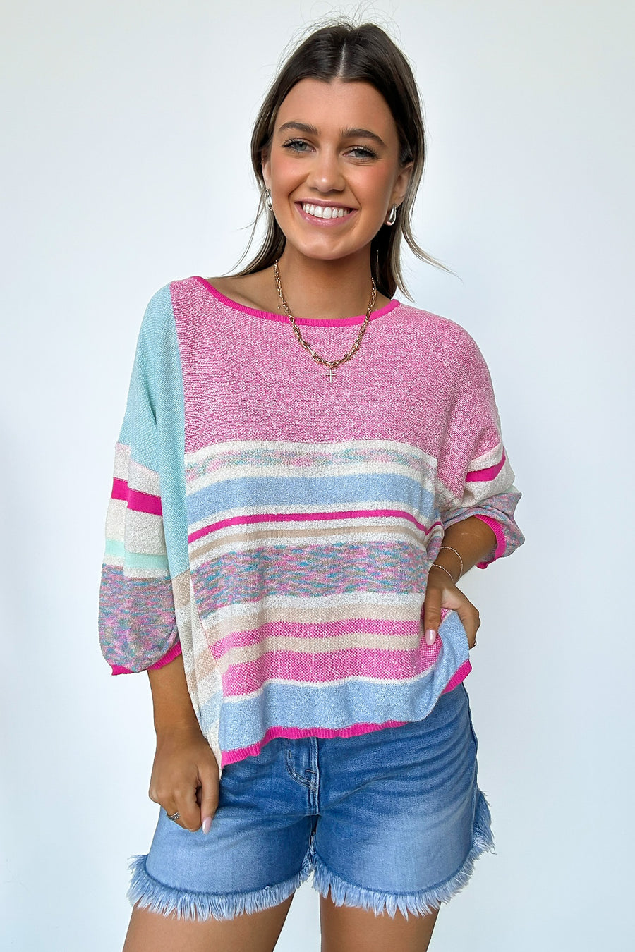  Vivendel Color Block Striped Knit Sweater - Madison and Mallory