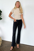 1/25 / Black Viviane Mid Rise Skinny Bootcut Jeans - FINAL SALE - Madison and Mallory