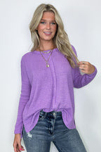 Bright Lavender / SM Wanderlight Jacquard Knit Dolman Sleeve Top - Madison and Mallory