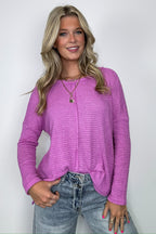 Bright Mauve / SM Wanderlight Jacquard Knit Dolman Sleeve Top - Madison and Mallory