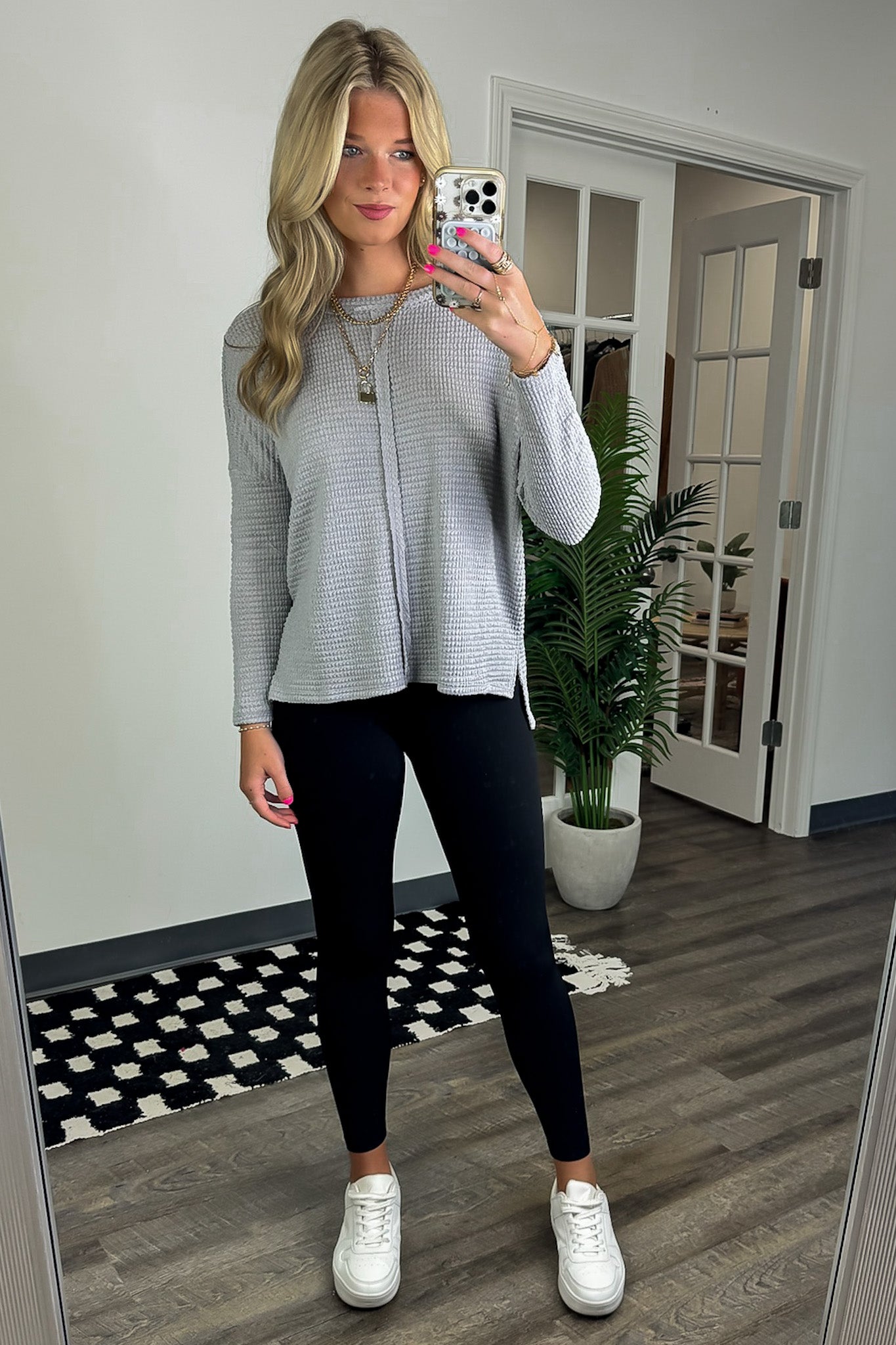 Wanderlight Jacquard Knit Dolman Sleeve Top - FINAL SALE - Madison and Mallory