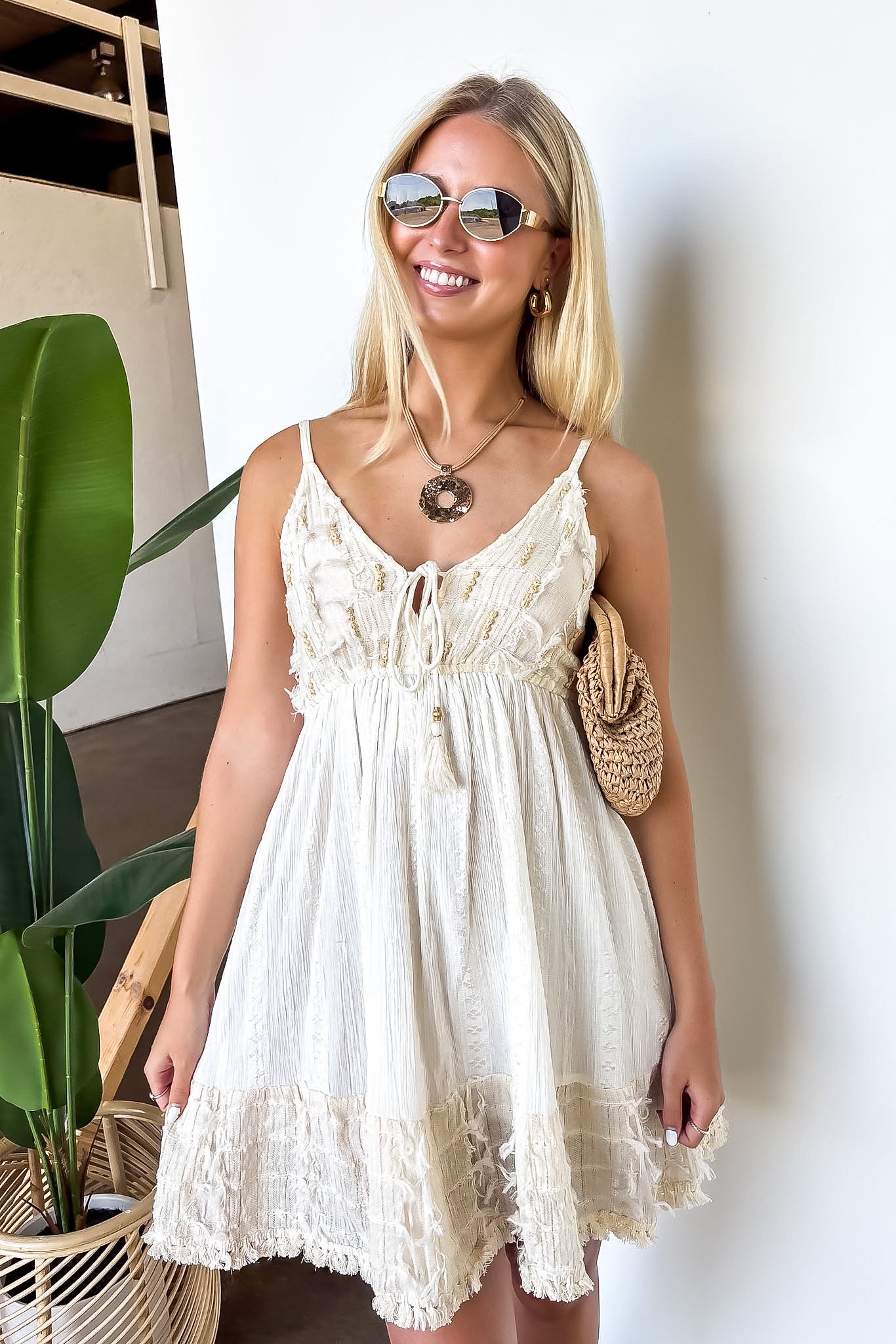 Wanderwind Textured Tassel Dress - Madison and Mallory