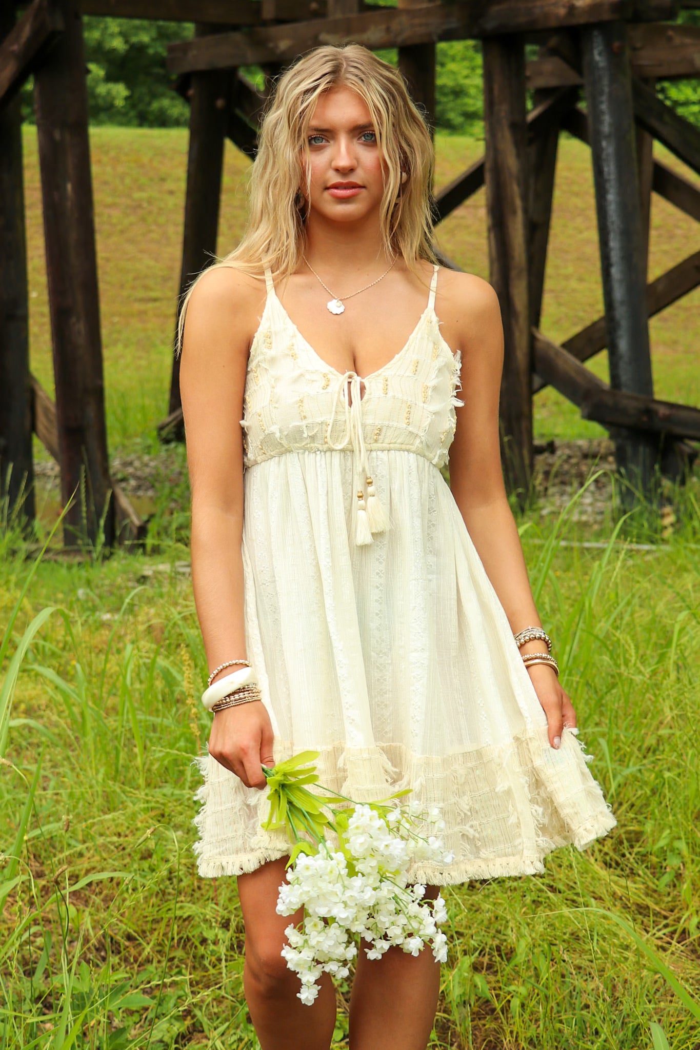 Wanderwind Textured Tassel Dress - Madison and Mallory