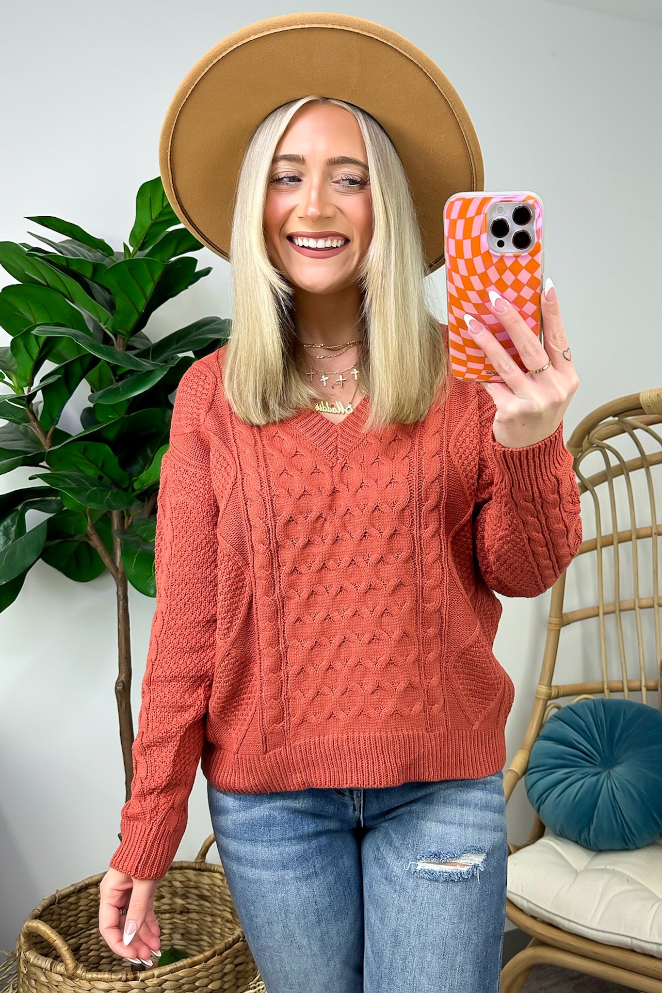  Warm Wishes Cable Knit V-Neck Sweater - FINAL SALE - Madison and Mallory