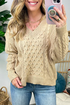  Warm Wishes Cable Knit V-Neck Sweater - FINAL SALE - Madison and Mallory