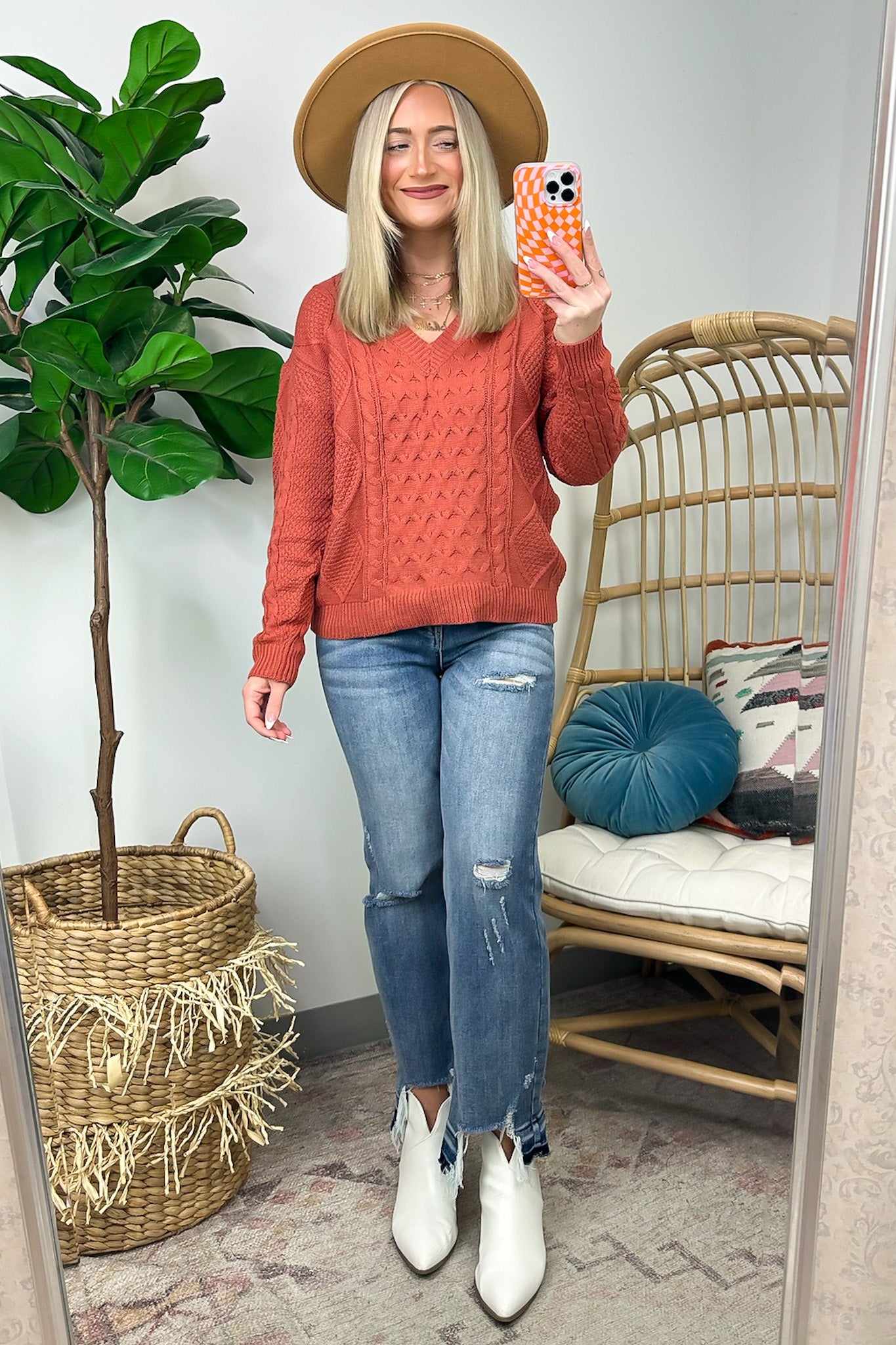  Warm Wishes Cable Knit V-Neck Sweater - FINAL SALE - Madison and Mallory