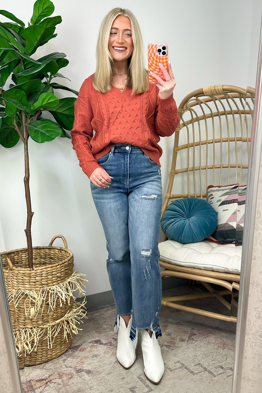  Warm Wishes Cable Knit V-Neck Sweater - FINAL SALE - Madison and Mallory