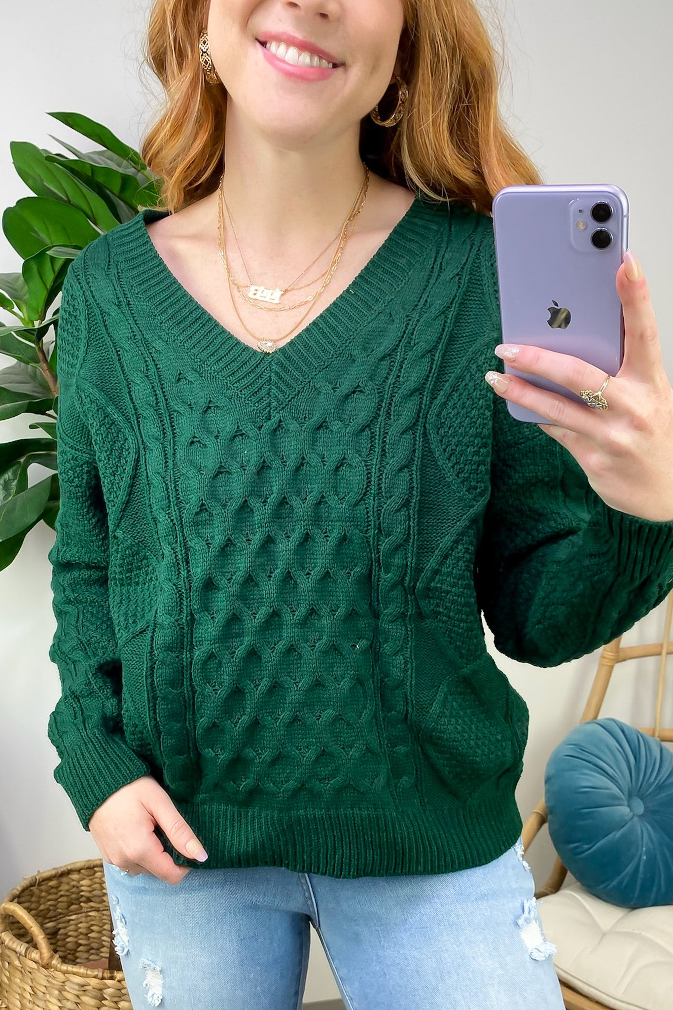  Warm Wishes Cable Knit V-Neck Sweater - FINAL SALE - Madison and Mallory