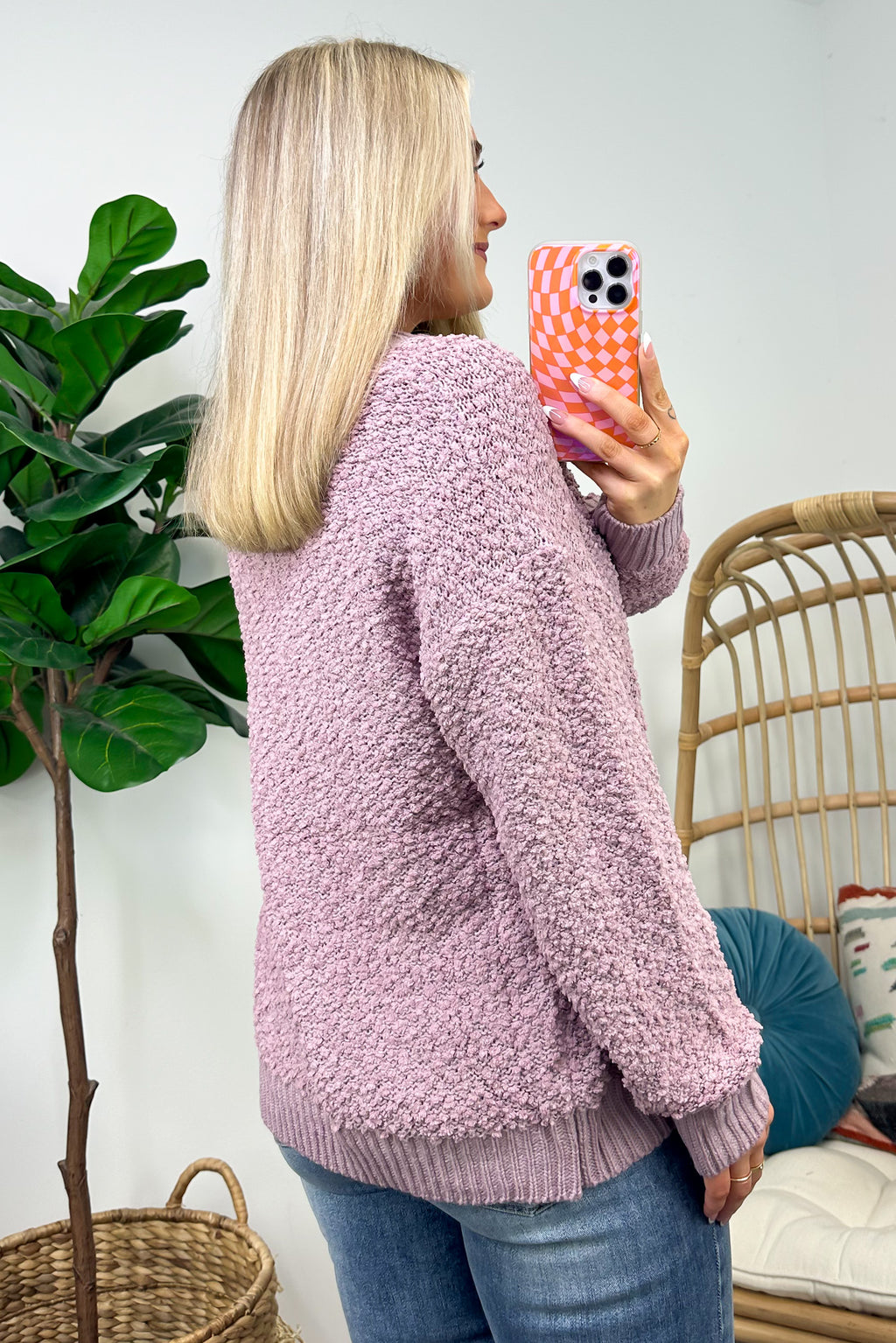  Warmest Aesthetic V-Neck Boucle Knit Sweater - FINAL SALE - Madison and Mallory