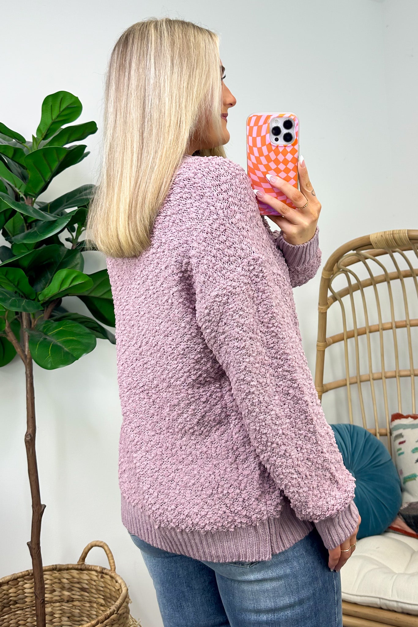  Warmest Aesthetic V-Neck Boucle Knit Sweater - FINAL SALE - Madison and Mallory