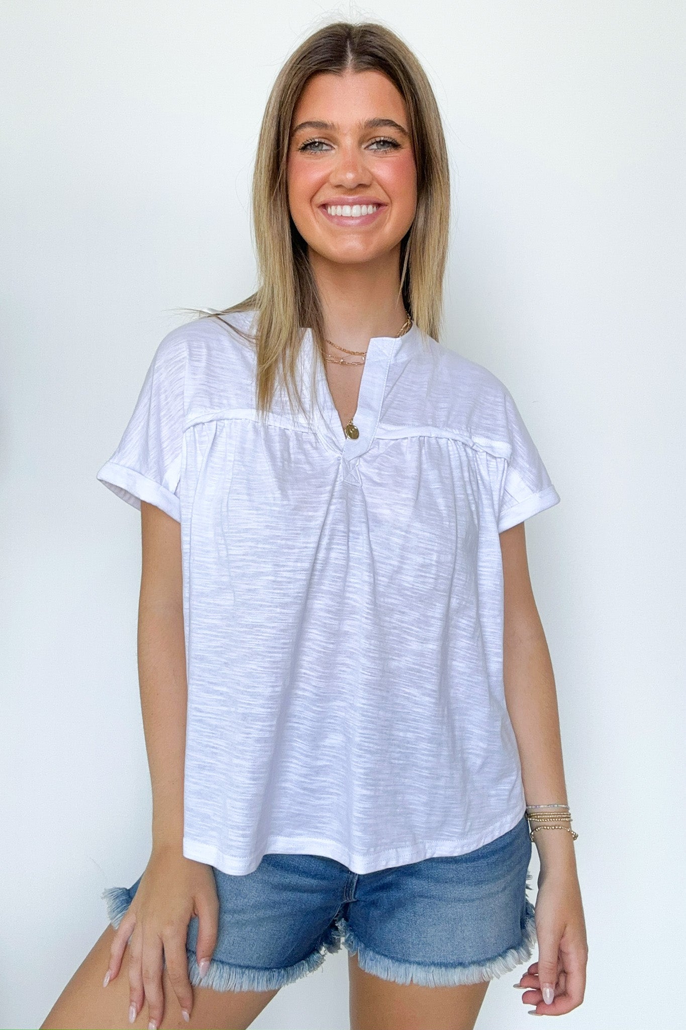  Waverly Mineral Washed Split Neck Top - Madison and Mallory